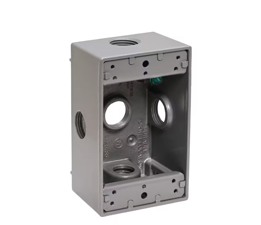 1-Gang 5 Holes half inch Gray Weatherproof Box