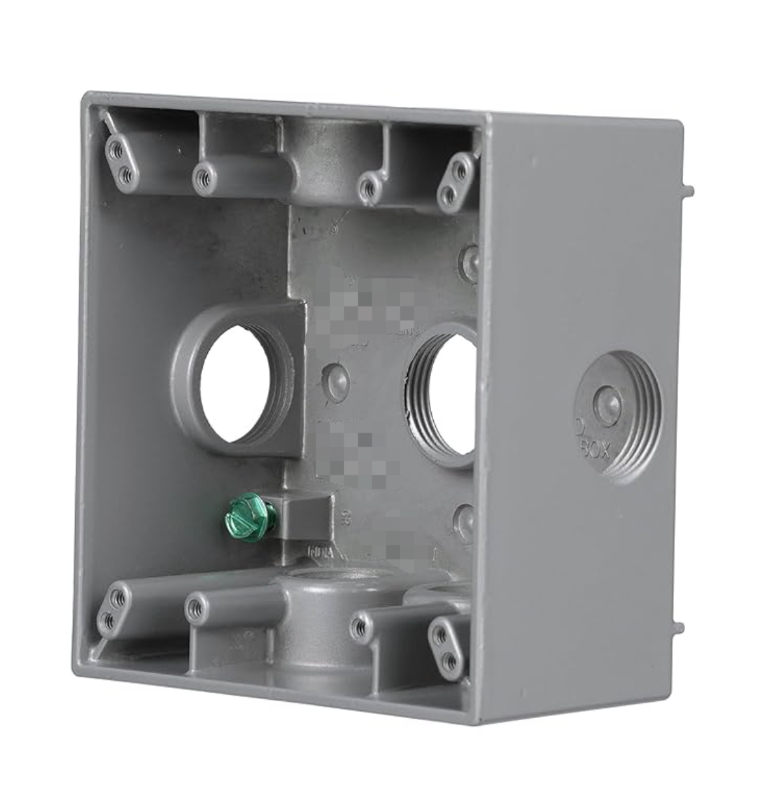 2-Gang 7-Hole Gray Weatherproof Box