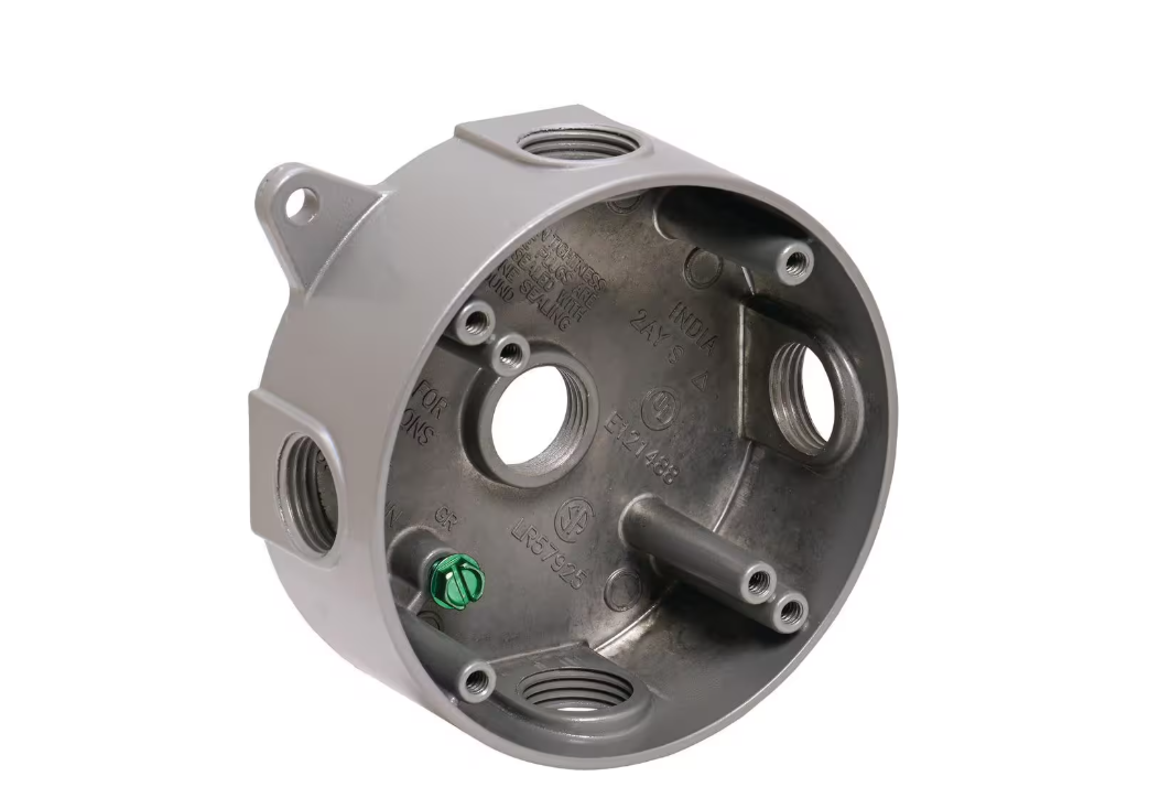 4 Inch Round Box 4 inch Round 5 Holes half inch Weatherproof Box – QB Electrical