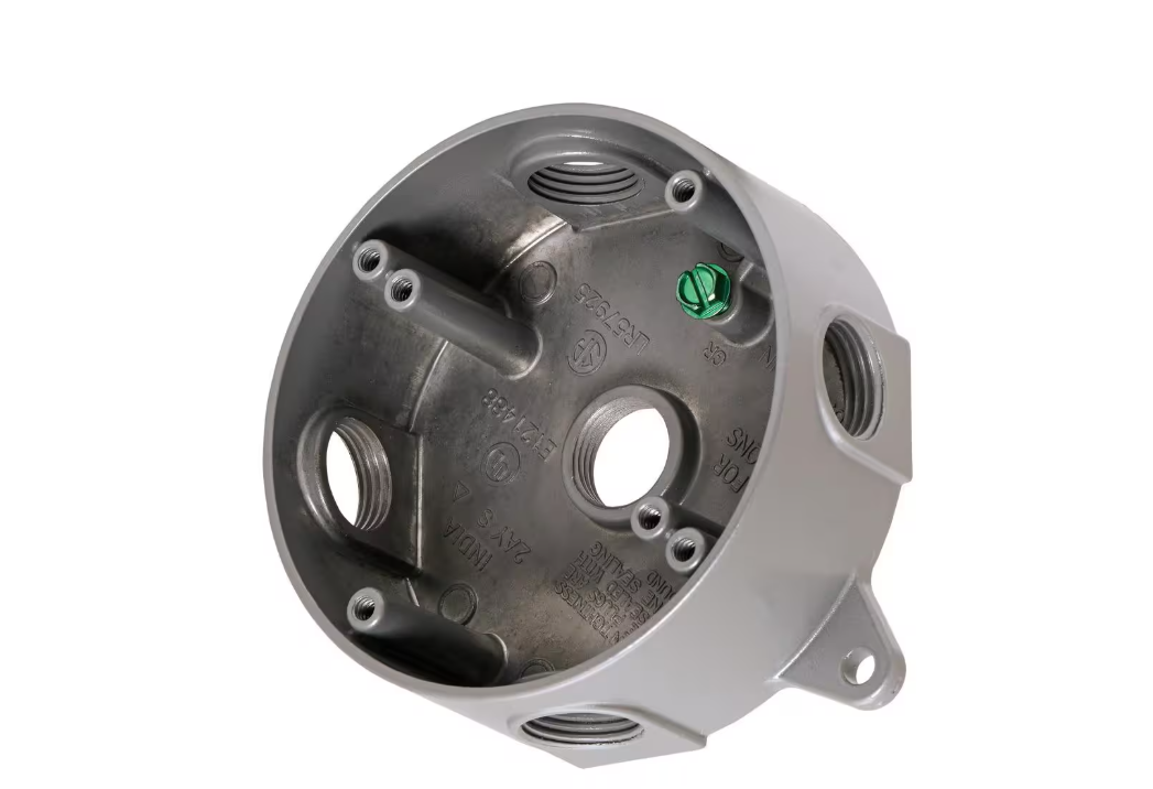 4 Inch Round Box 4 inch Round 5 Holes half inch Weatherproof Box – QB Electrical