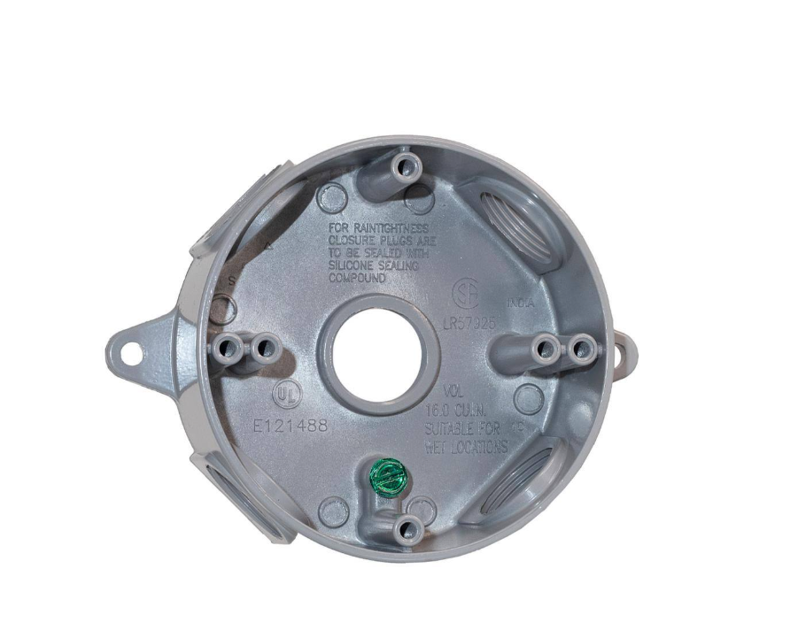 4 Inch Round Box 4 inch Round 5 Holes half inch Weatherproof Box – QB Electrical