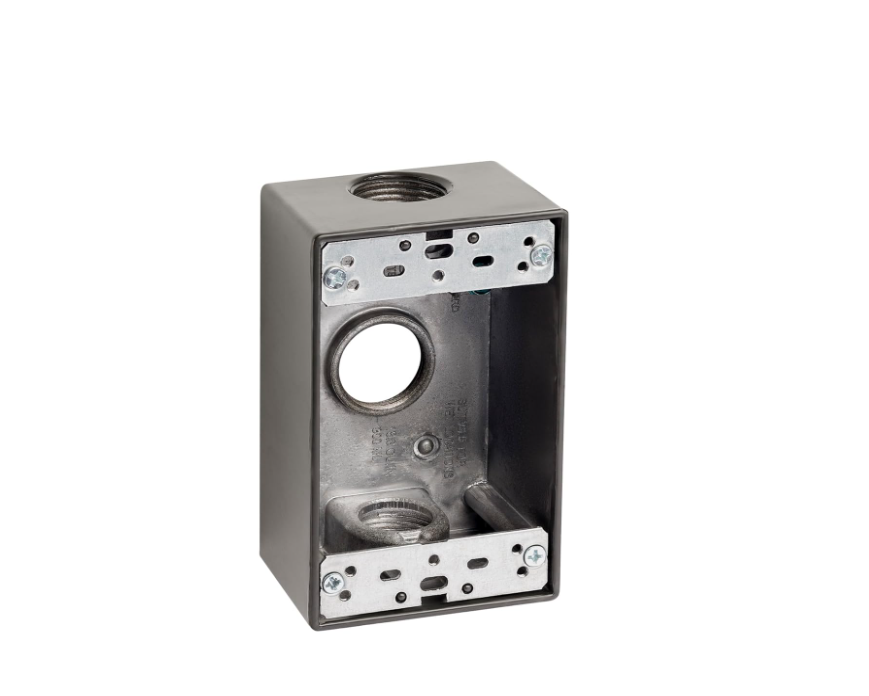Deep Weatherproof Box, 1-Gang, 3 Holes 1inch Gray