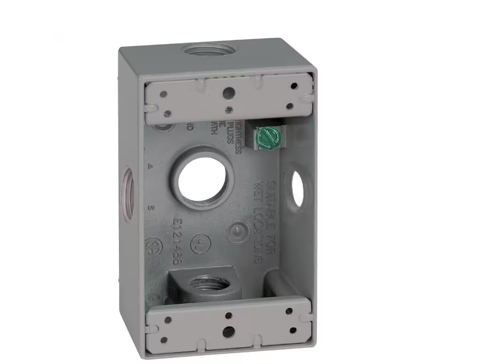 Weatherproof Deep Box Deep Weatherproof Box, 1-Gang, 5 Holes half inch Gray, Side-Entry – QB ...