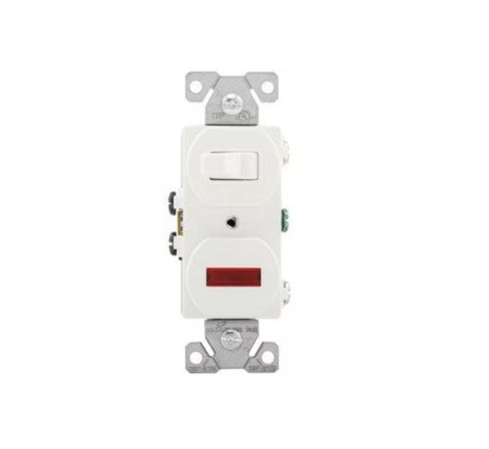 Eaton Combination Toggle Switch & Pilot Light, Single-Pole, 15A, White ...