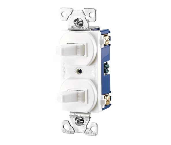 Eaton Toggle Combination Switch, 2 Single-Pole, 15A, White ETN- 271W ...