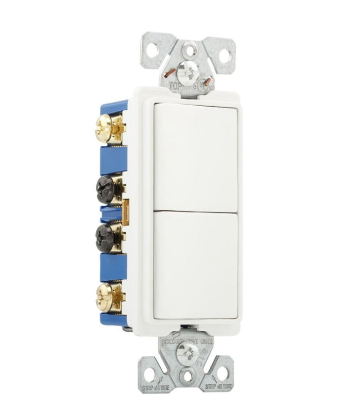Eaton 7731W Decora Combination Switch, 2- 3-Way, 15A, White