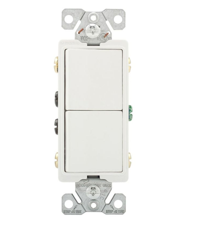 Eaton 7731W Decora Combination Switch, 2- 3-Way, 15A, White – QB Electrical