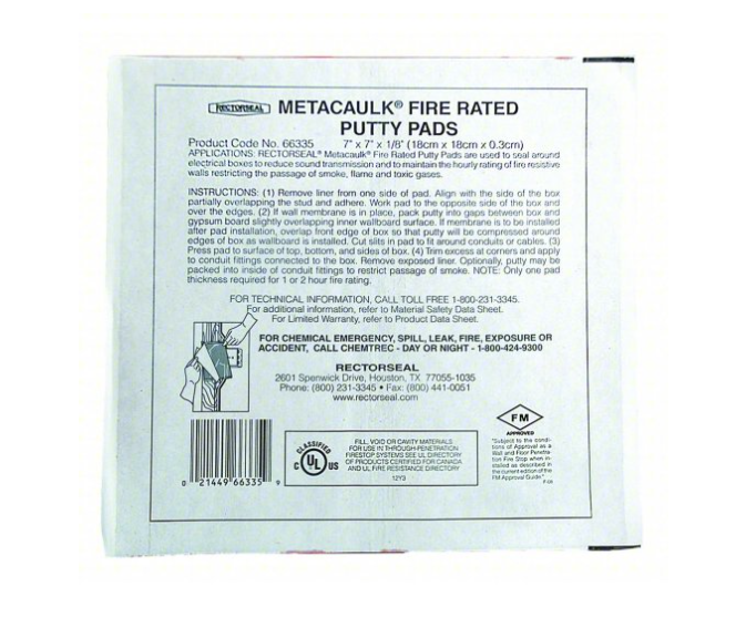 FIRESTOP --METACAULK FRP 7" X 7" PADS