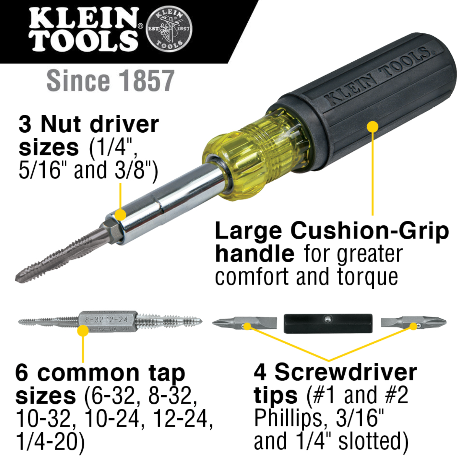 Multi-Bit Screwdriver / Tap Tool, 14-Piece - Klein Tools - 32517
