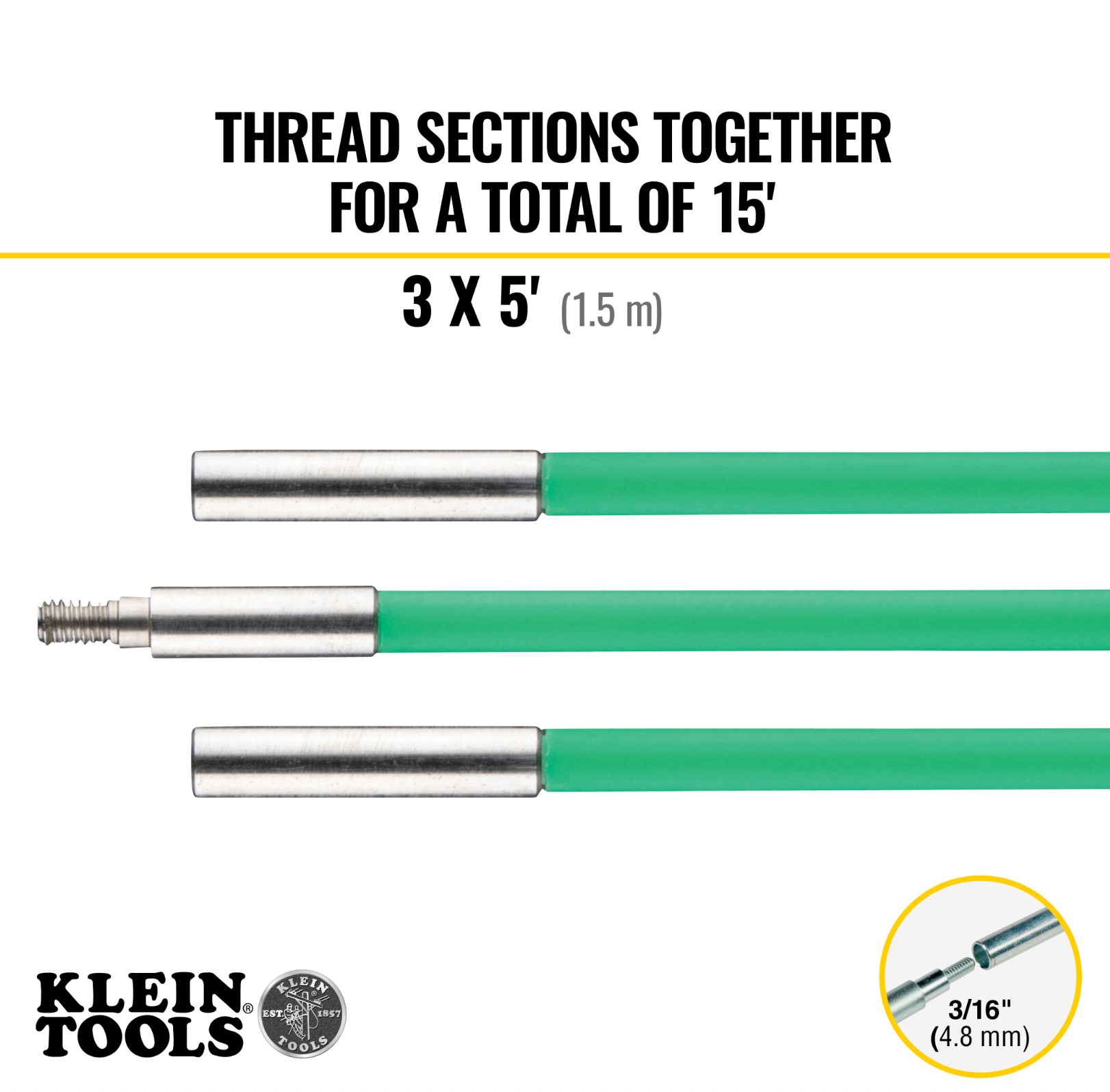 Hi-Flex Glow Rod Set, 15-Foot - Klein Tools- 50159