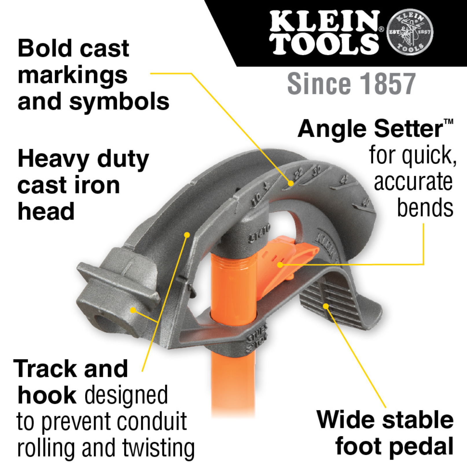 Iron Conduit Bender 1" EMT with Angle Setter Klein Tools - 51605