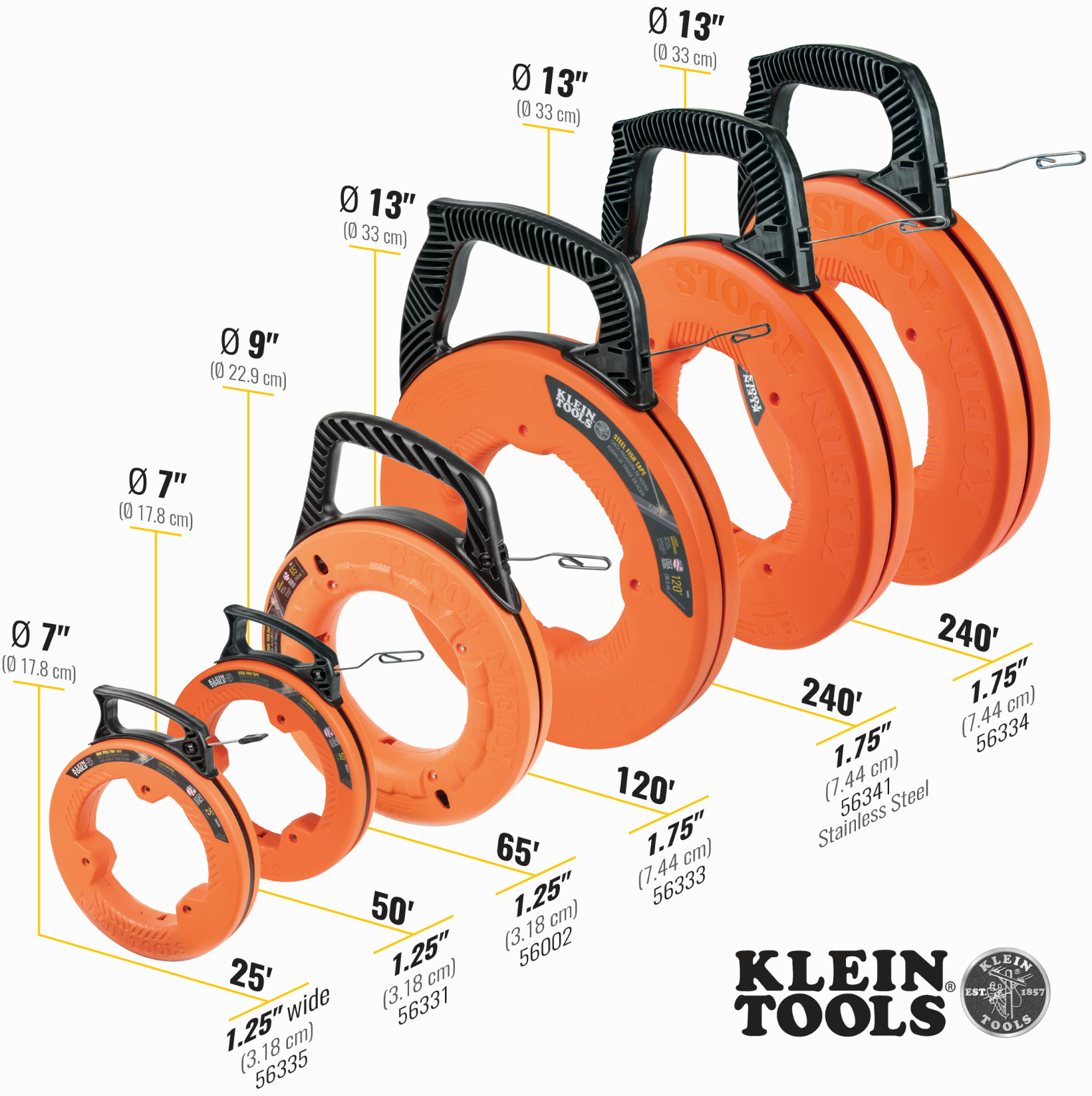 Wide Steel Fish Tape, 1/4-Inch x 25-Foot