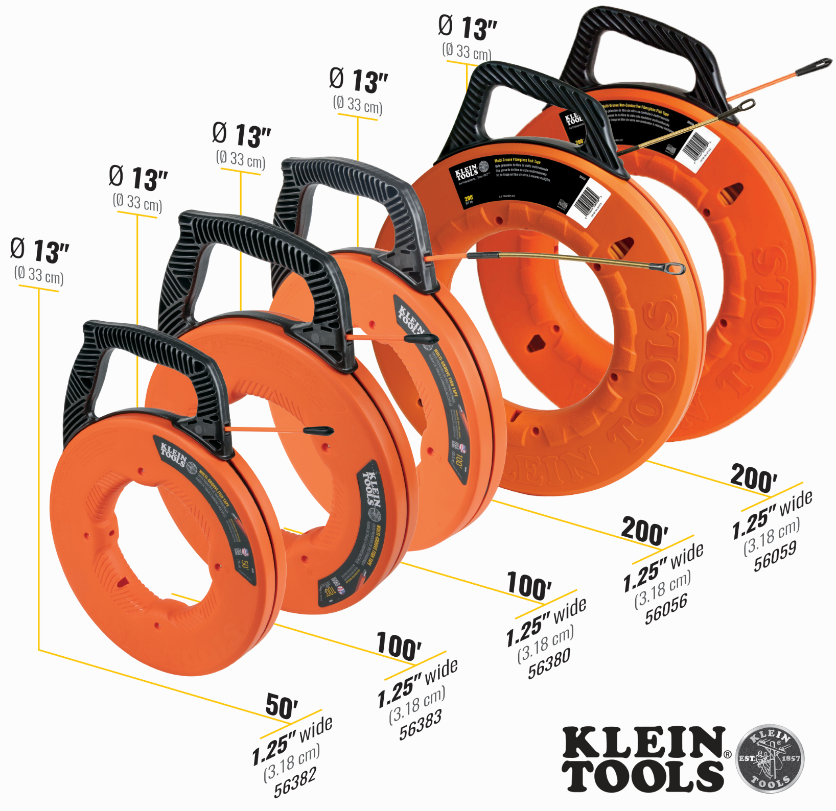 Multi-Groove Fiberglass Fish Tape with Nylon Tip