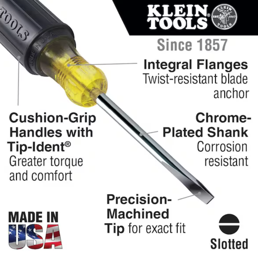 1/4-Inch Keystone Cushion-Grip-Screwdriver Klein Tools - 600-4