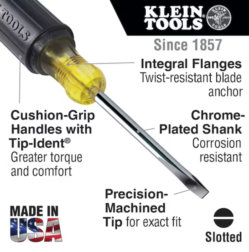 3/8-Inch Keystone Tip Screwdriver, Cushion Grip, 8-Inch