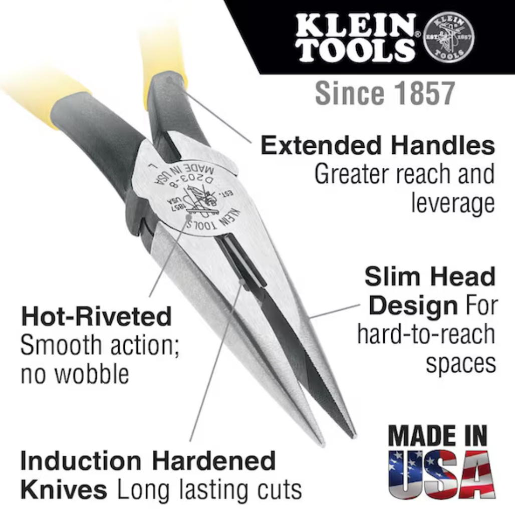 Pliers, Needle Nose Side-Cutters with Spring