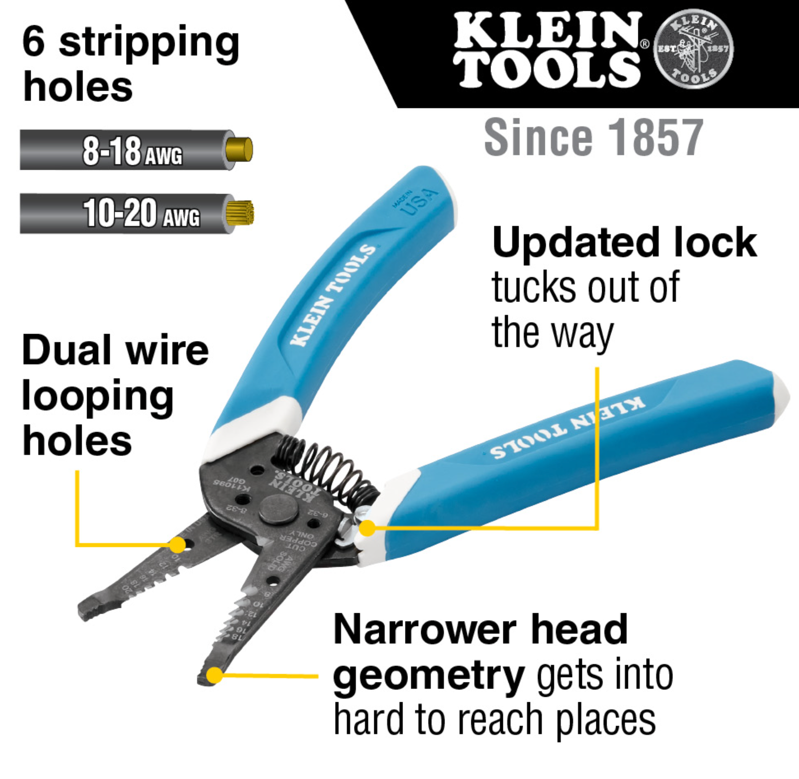 Klein Tools - K11095 -Kurve Wire Stripper / Cutter, 8-20 AWG