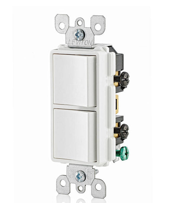 Leviton Decora Combination Switch, 1- Single-Pole, 1- 3-Way, 15A, White