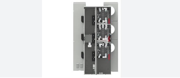 Lever Bypass Meter Stack 3 Phase 4 Wire Incoming and Outgoing 3 meter positions 100