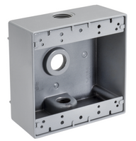 2-Gang 3 Holes 1 inch Gray Weatherproof Box