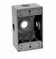 Deep Weatherproof Box, 1-Gang, 5 Holes half inch Gray, Side-Entry