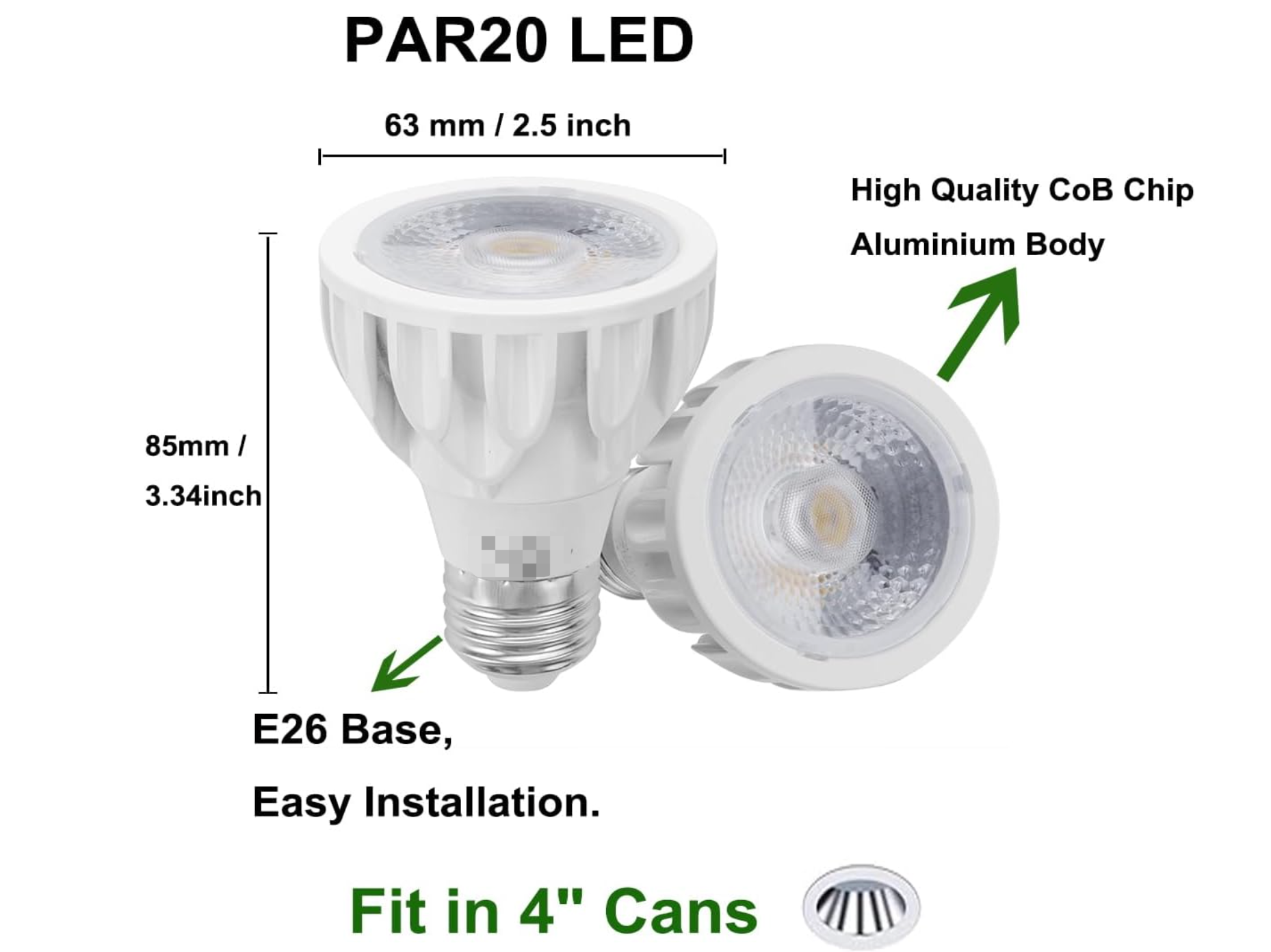 LED COB PAR20 8W 3000K
