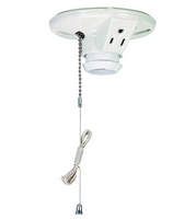 Eaton Porcelain Ceiling Lampholder w/ Chain & Grounding Outlet