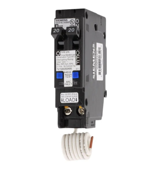 Siemens Duplex Breaker 2-20A 1P ARC FAULT w/ Neutral Wire