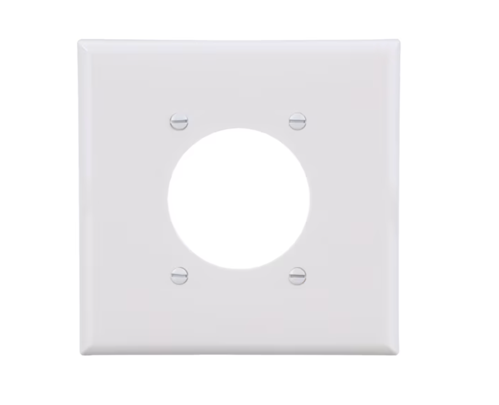 Eaton Wallplate Single Receptacle w/ 2.15" Hole, MID, WH
