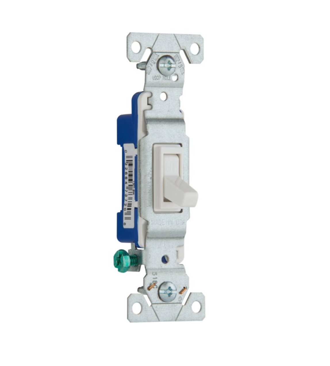 Eaton 15A Toggle Switch Single-Pole, White - ETN- 1301-9W