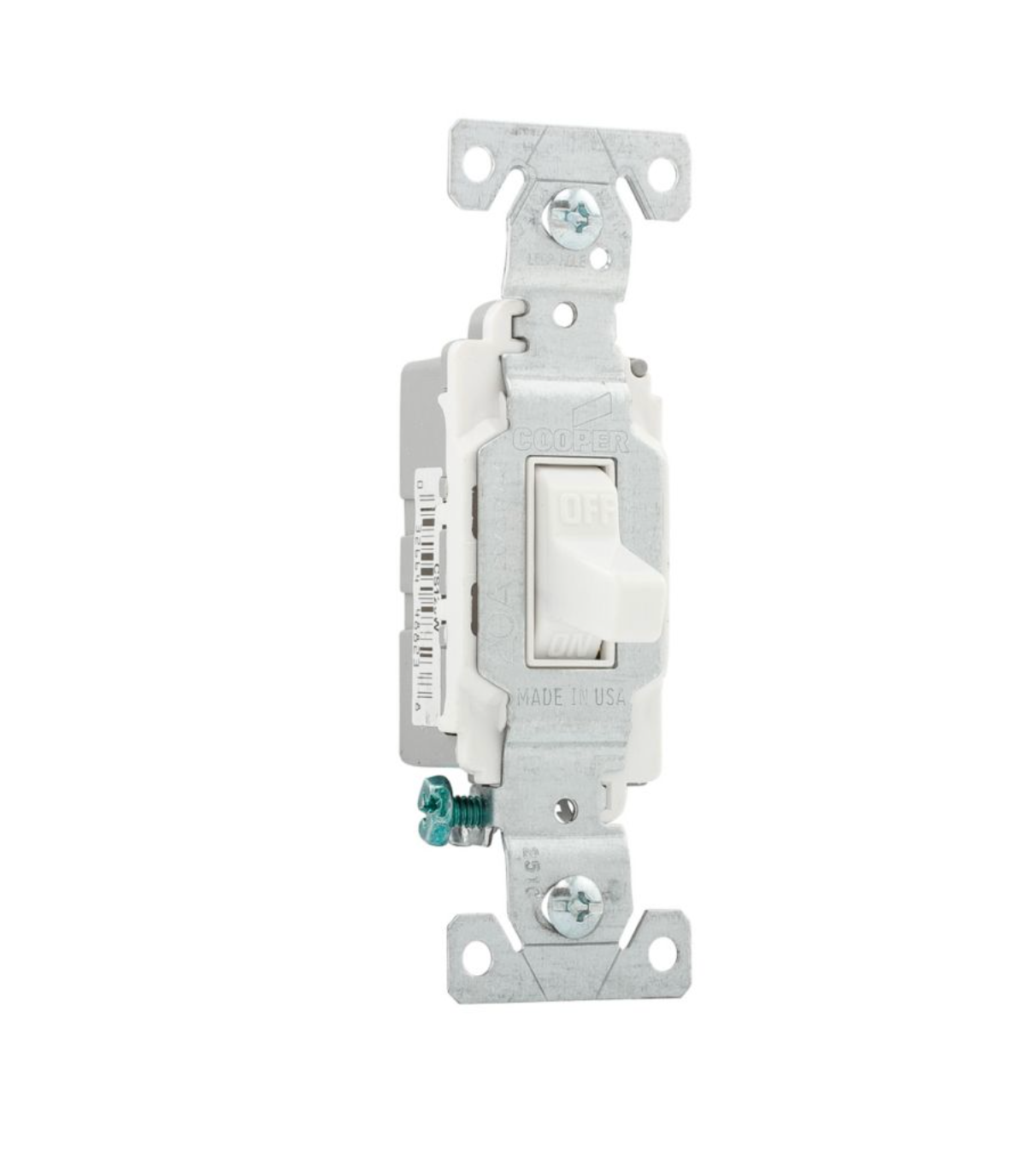 Eaton 20A Toggle Switch, 120V/277V, Single-Pole, White